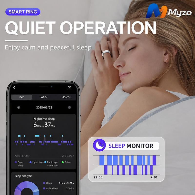 Myzo Smart Ring – Wellness Tracker with Heart Rate, Temperature Check, Sleep, Stress & Cycle Reminder Insights | Auto Activity Detection | Fitness Ring for Men & Women | No Subscription | Android & Ios Compatible