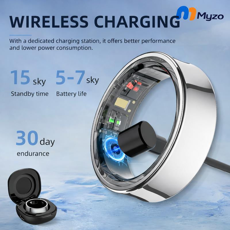 Myzo Smart Ring – Wellness Tracker with Heart Rate, Temperature Check, Sleep, Stress & Cycle Reminder Insights | Auto Activity Detection | Fitness Ring for Men & Women | No Subscription | Android & Ios Compatible