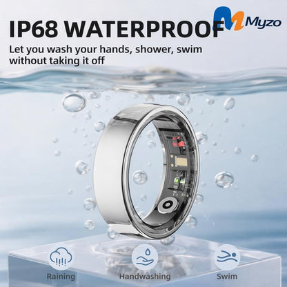 Myzo Smart Ring – Wellness Tracker with Heart Rate, Temperature Check, Sleep, Stress & Cycle Reminder Insights | Auto Activity Detection | Fitness Ring for Men & Women | No Subscription | Android & Ios Compatible
