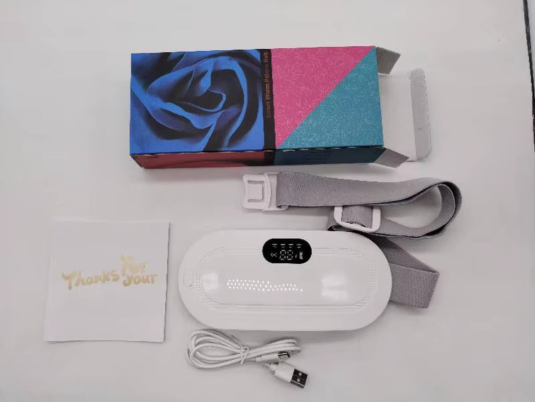 Portable Heated Massage Belt Menstrual Pain Relief Hot Compress Pad Abdominal Thermal Vibration Massager Period Warm Palace Belt