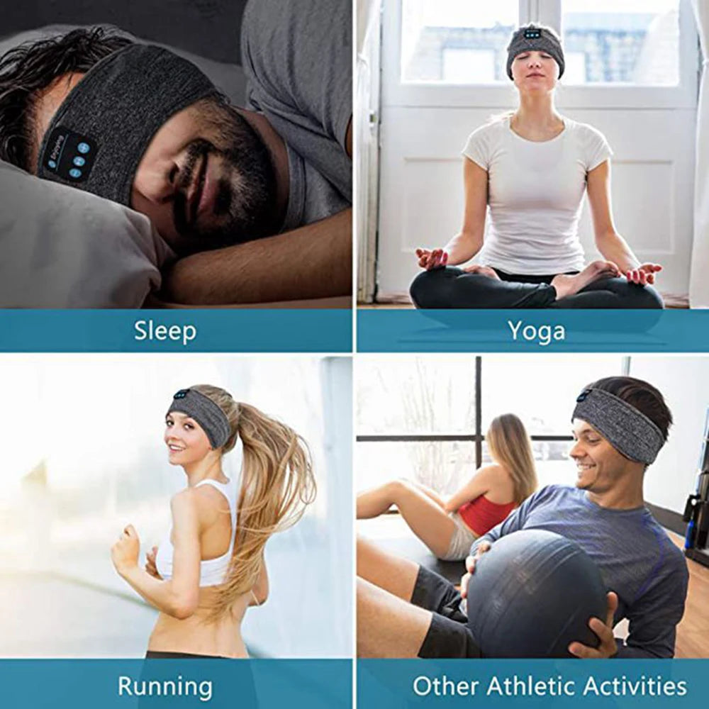 Experience Ultimate Comfort with Bluetooth-Compatible Sports Sleeping Headband - Wireless Headphones & Eye Mask Combination